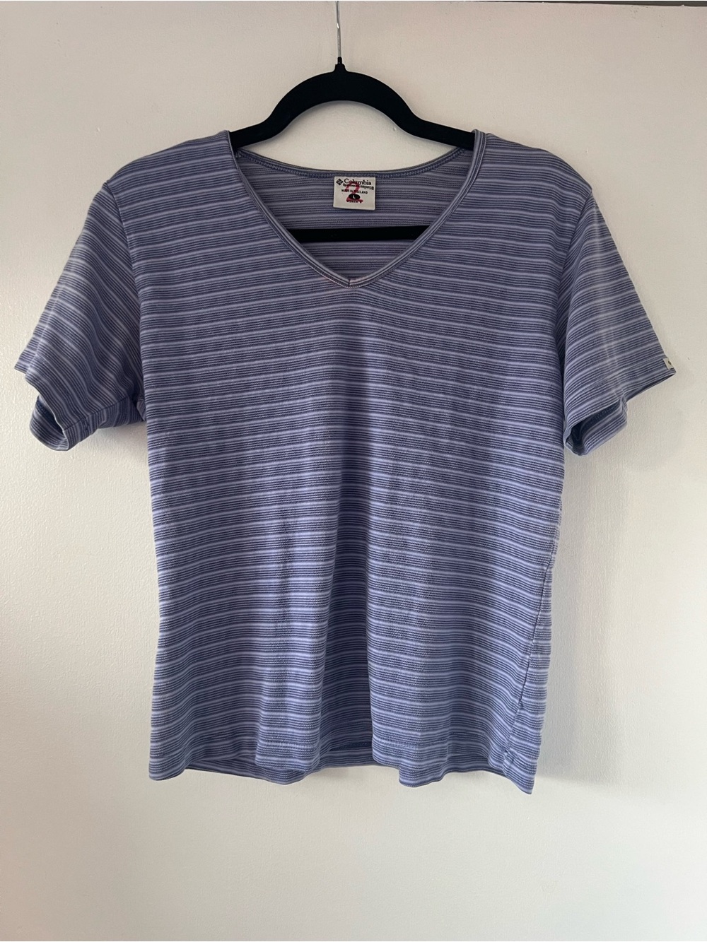 Vintage Columbia Lavender Striped V-Neck Top